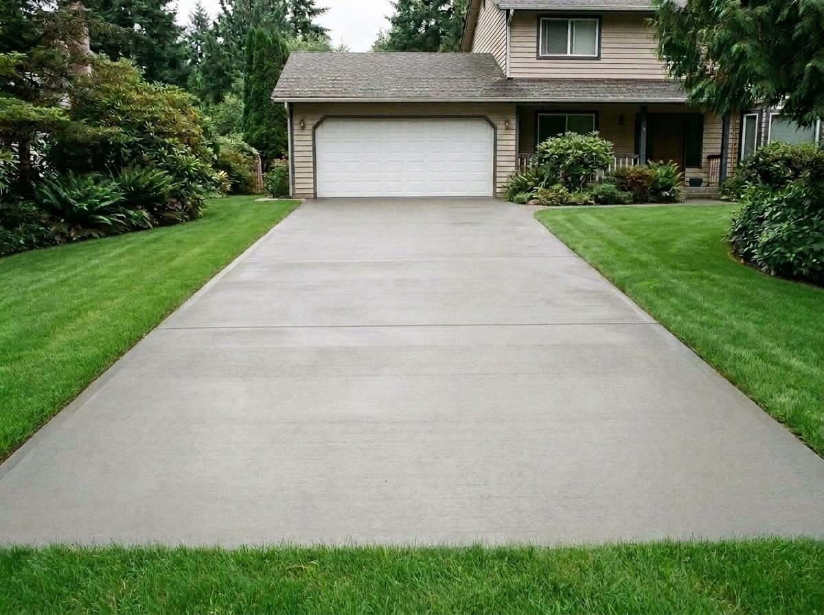 Freshly poured concrete driveway after replacement in Sioux Falls, SD