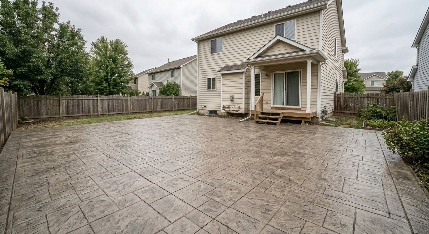 Finished stamped concrete patio after installation in Sioux Falls, SD