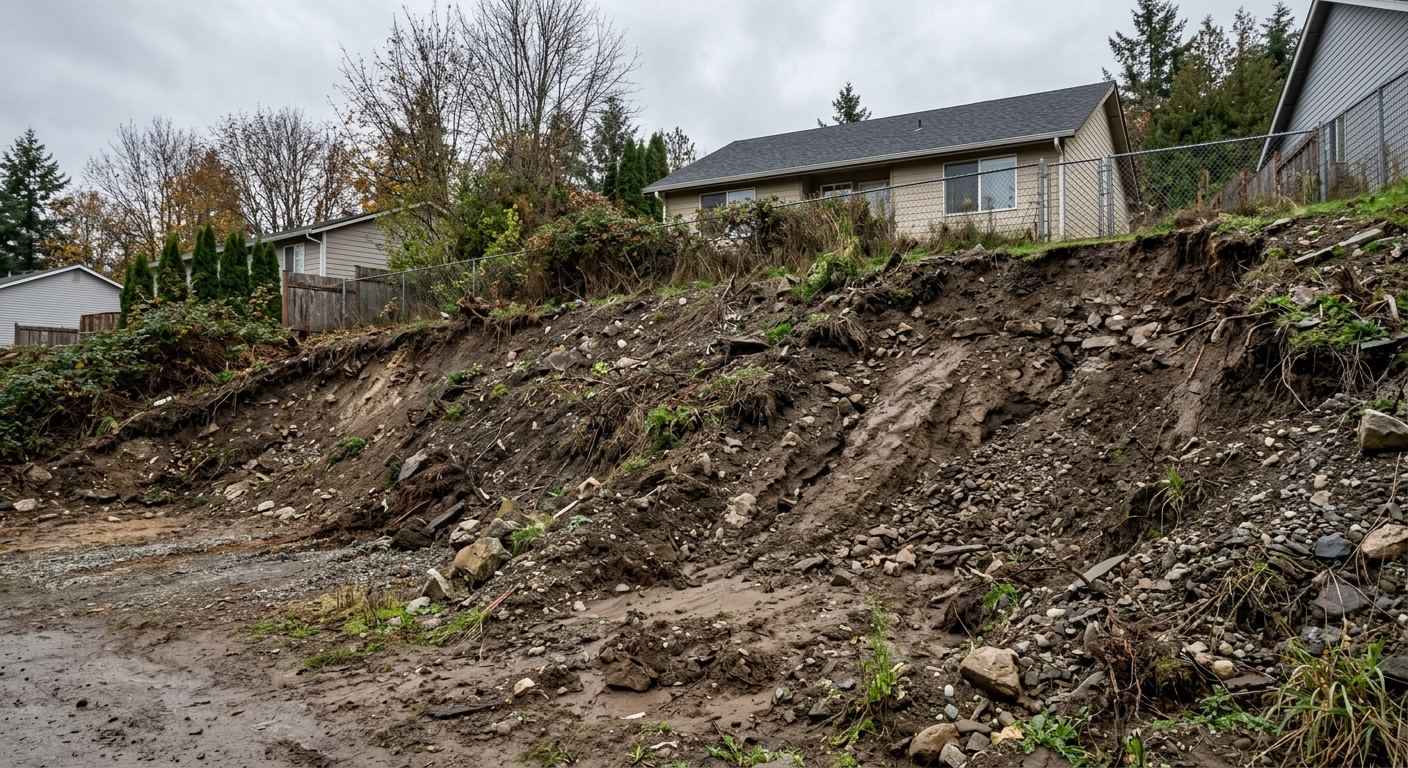 Eroding slope before retaining wall construction in Sioux Falls, SD